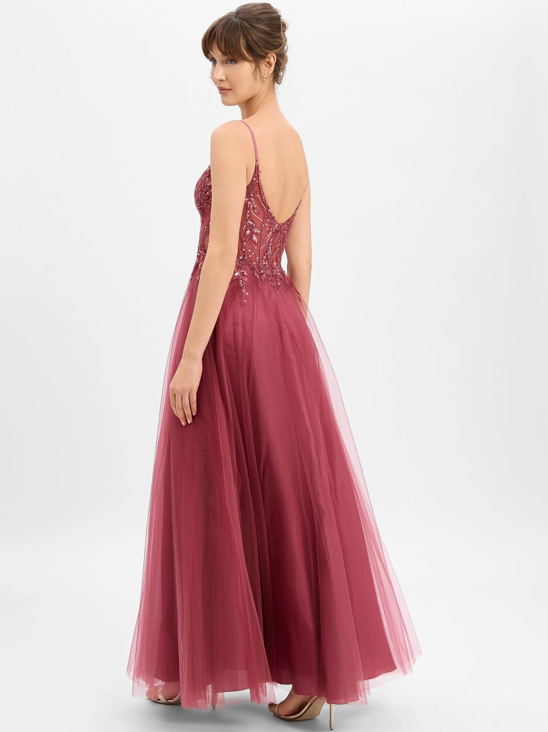 Luxuar Fashion Damen Abendkleid in bordeaux