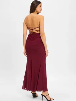 Luxuar Fashion Damen Abendkleid in bordeaux