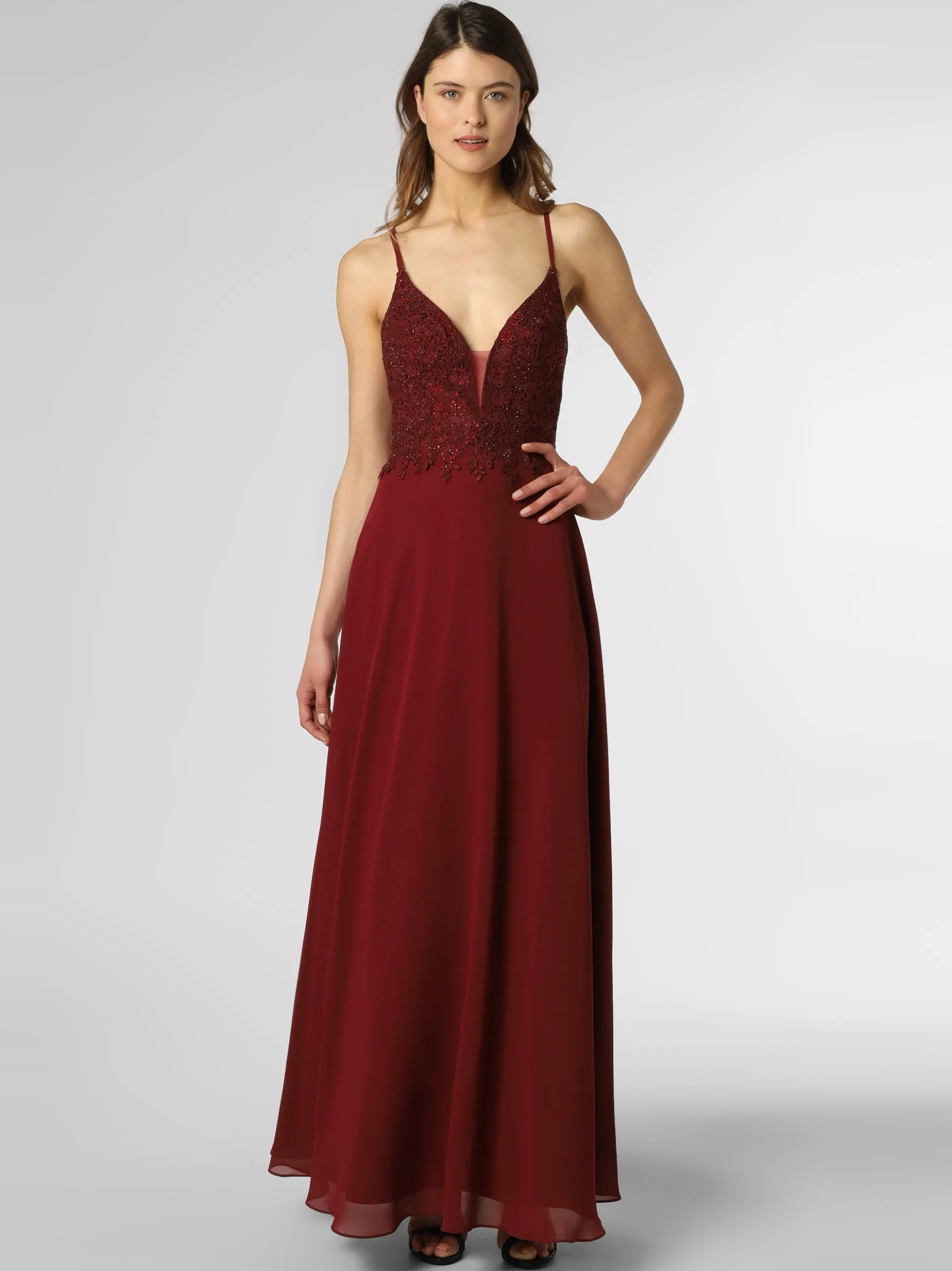 Luxuar Fashion Damen Abendkleid in bordeaux