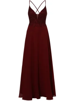 Luxuar Fashion Damen Abendkleid in bordeaux