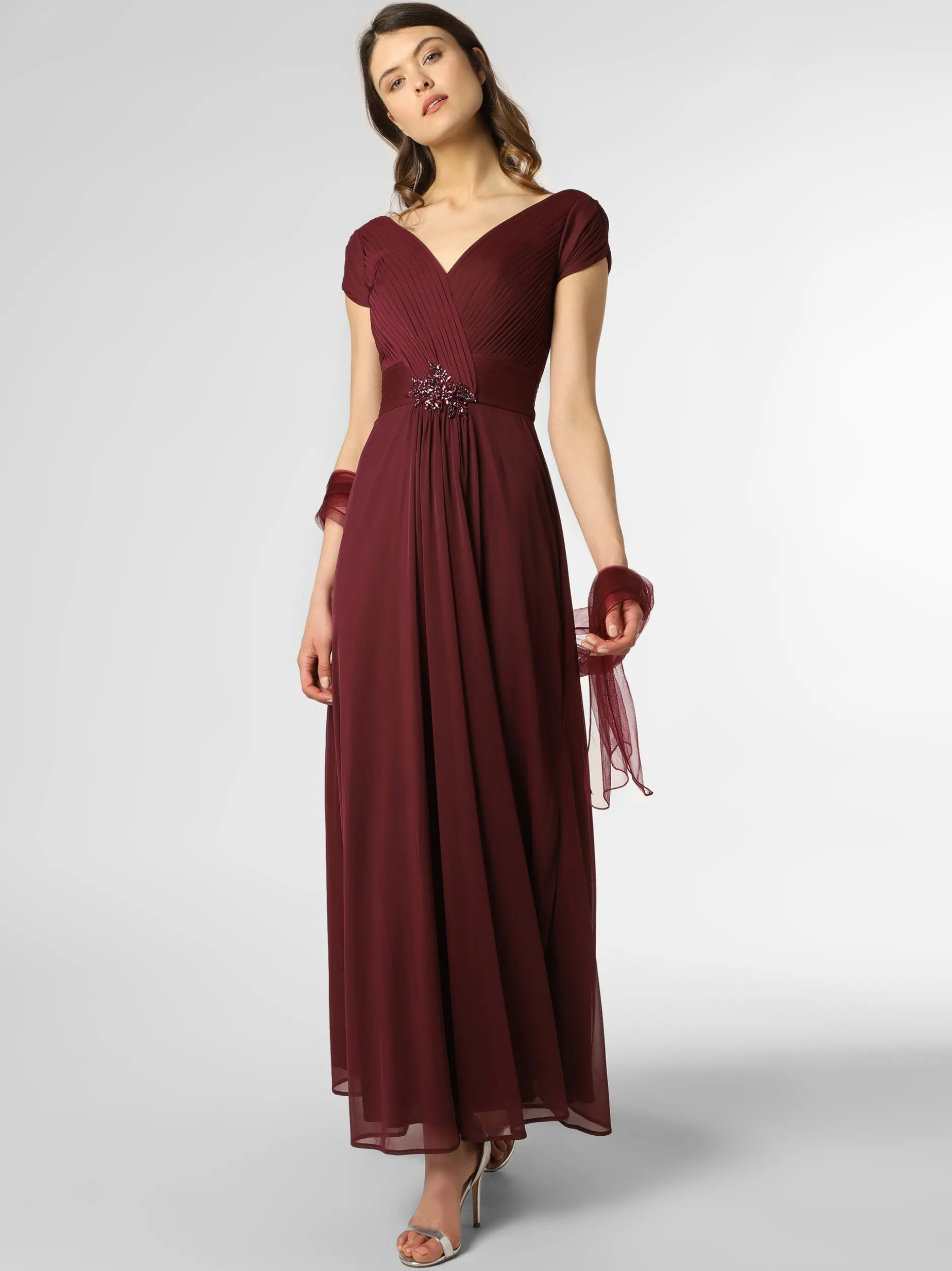 Luxuar Fashion Damen Abendkleid in aubergine