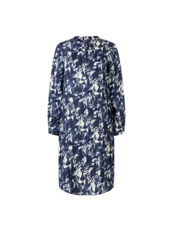 MAERZ Damen Blusenkleid in marine ecru - Ärmel: langarm