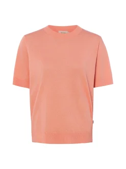 MAERZ Damen Kurzarm-Pullover mit Leinenanteil in aprikot