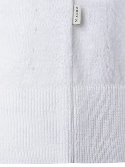 MAERZ Damen Kurzarm-Pullover mit Leinenanteil in weiß
