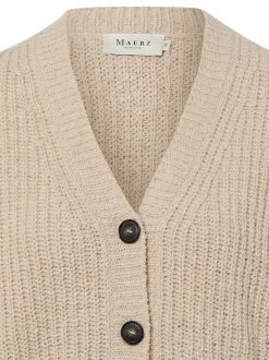 MAERZ Damen Strickjacke mit Schurwoll-Anteil in kitt