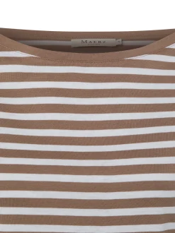 MAERZ Damen T-Shirt in braun weiß - Ausschnitt: Rundhals