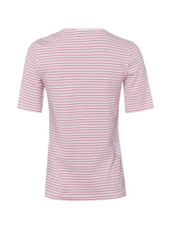 MAERZ Damen T-Shirt in weiß rosa - Ausschnitt: Rundhals
