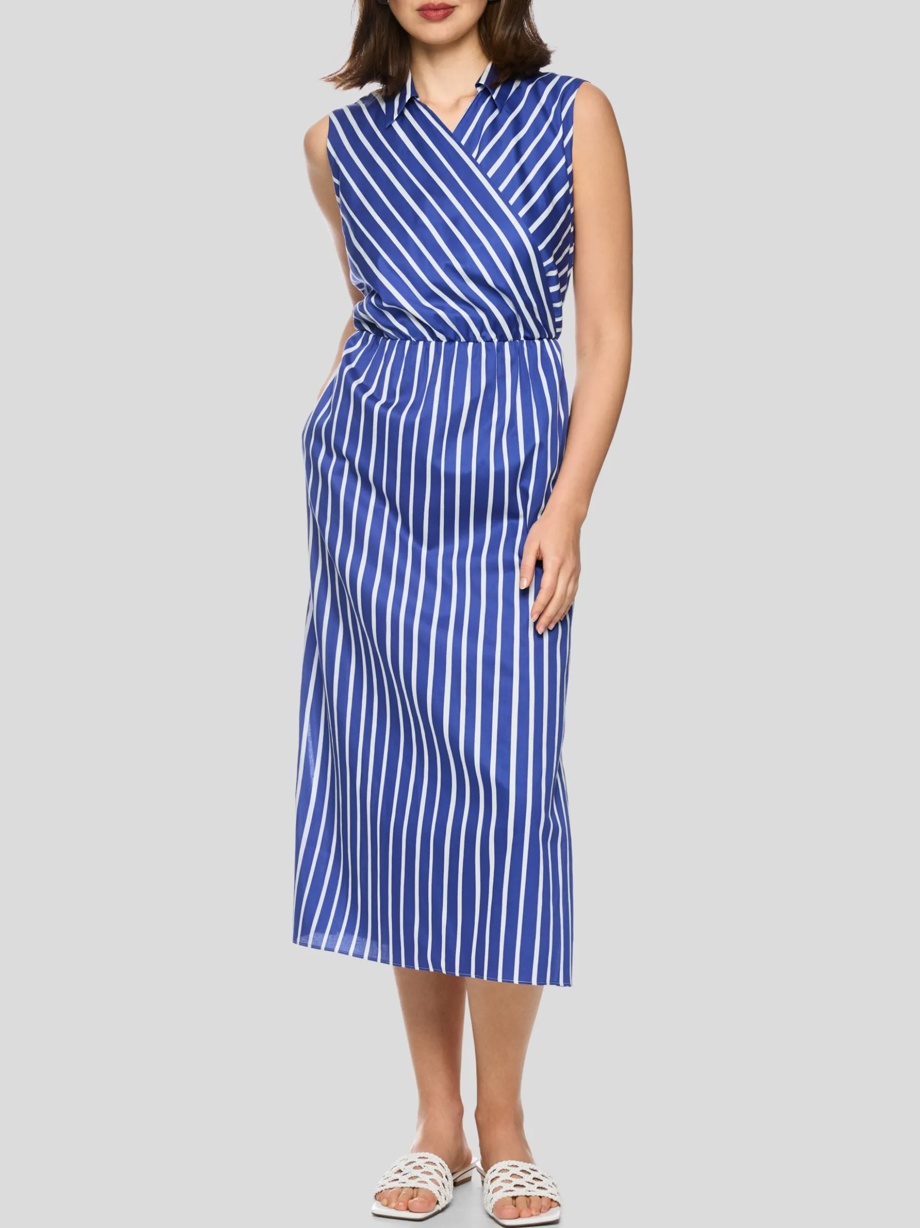 Marc Cain Damen Kleid in blau weiß