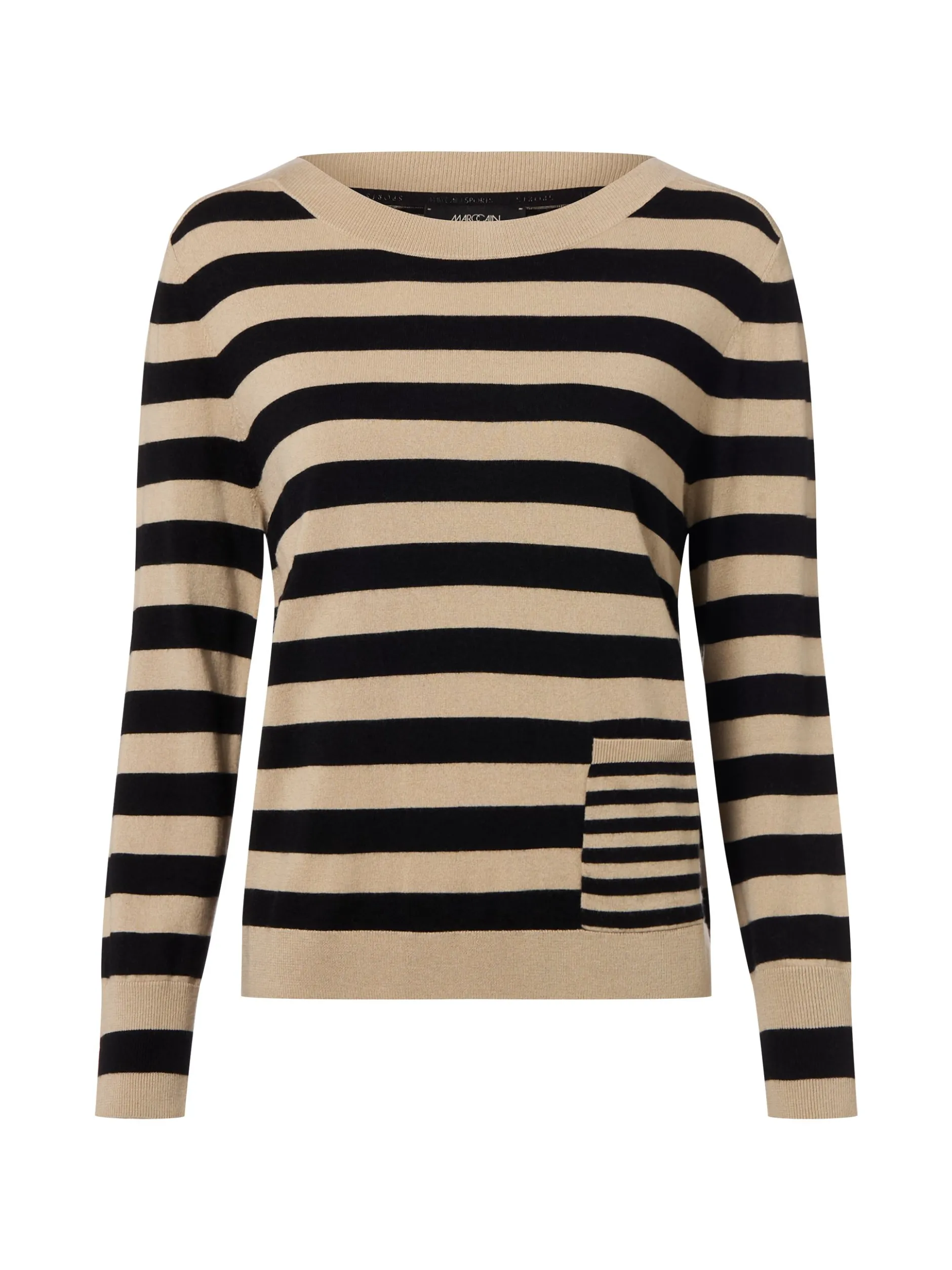 Marc Cain Sports Damen Feinstrickpullover mit Woll- und Cashmere-Anteil in beige schwarz