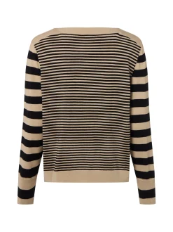 Marc Cain Sports Damen Feinstrickpullover mit Woll- und Cashmere-Anteil in beige schwarz