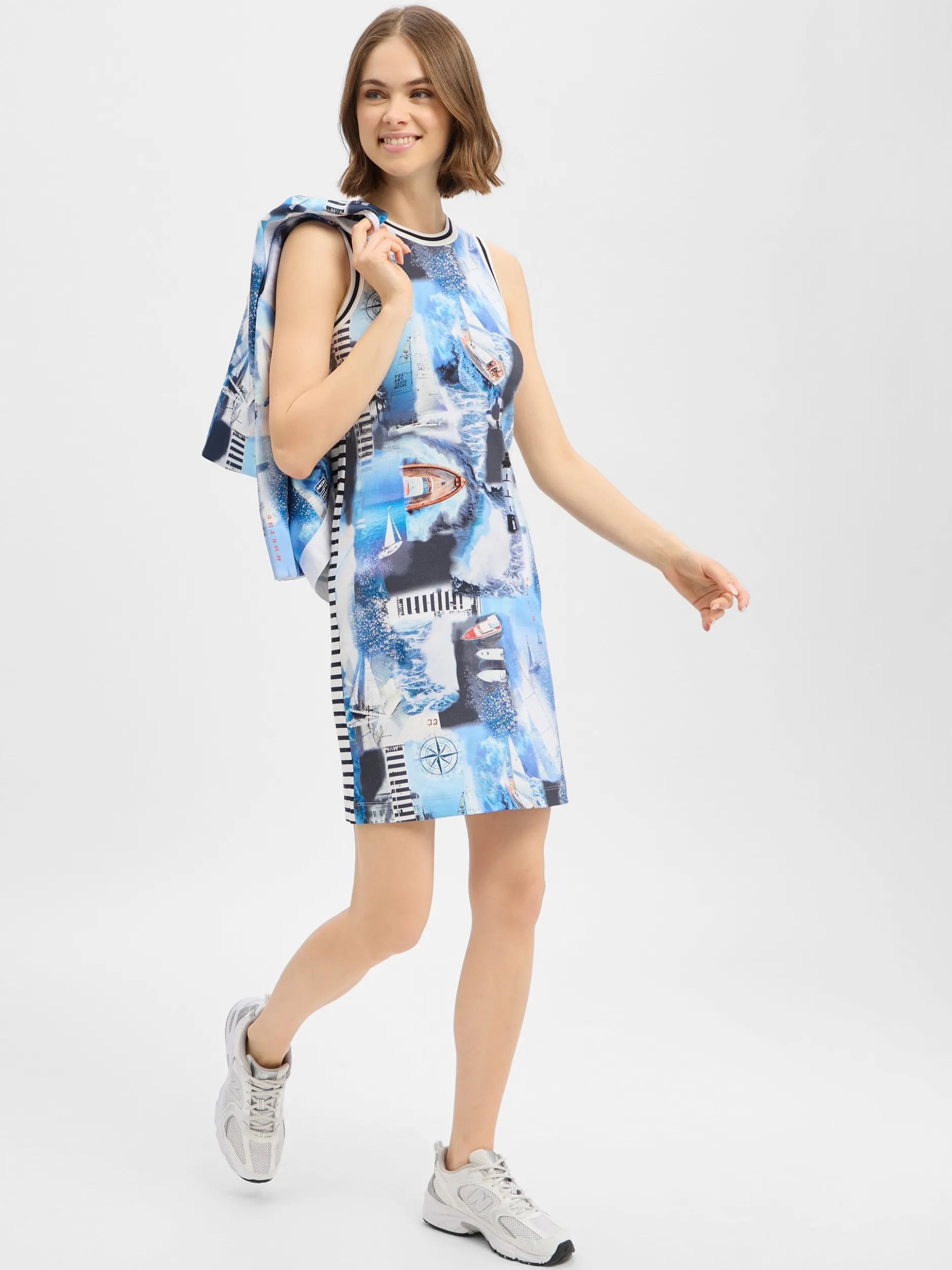 Marc Cain Sports Damen Jerseykleid in blau weiß