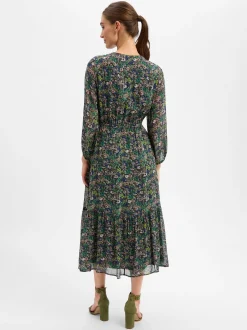 Marc O'Polo Damen Kleid in grün mehrfarbig - Länge: midi