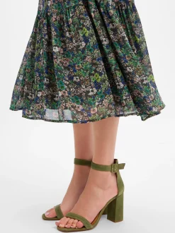 Marc O'Polo Damen Kleid in grün mehrfarbig - Länge: midi