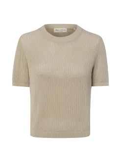 Marc O'Polo Damen Kurzarm-Strickpullover in kitt
