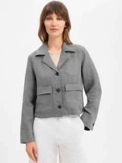 Marc O'Polo Damen Leinenjacke in grau - Ärmel: langarm