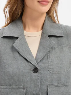 Marc O'Polo Damen Leinenjacke in grau - Ärmel: langarm