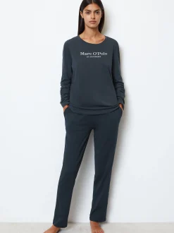 Marc O'Polo Damen Longsleeve - Mix & Match Cotton in blau