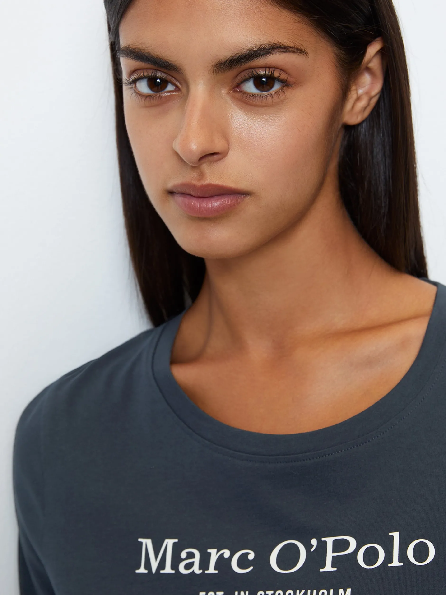 Marc O'Polo Damen Longsleeve - Mix & Match Cotton in blau