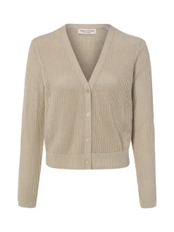 Marc O'Polo Damen Strickjacke in kitt - Ärmel: langarm
