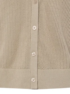 Marc O'Polo Damen Strickjacke in kitt - Ärmel: langarm