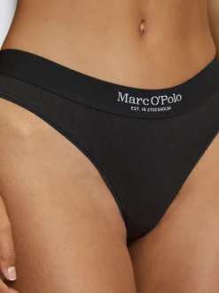 Marc O'Polo Damen String - Iconic Rib in schwarz
