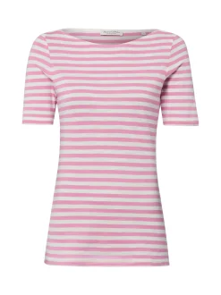 Marc O'Polo Damen T-Shirt in pink weiß - Ärmel: kurzarm