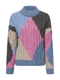 Marc O'Polo Denim Damen Strickpullover mit Alpaka-Anteil in blau mehrfarbig