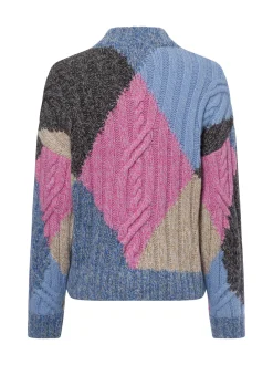 Marc O'Polo Denim Damen Strickpullover mit Alpaka-Anteil in blau mehrfarbig