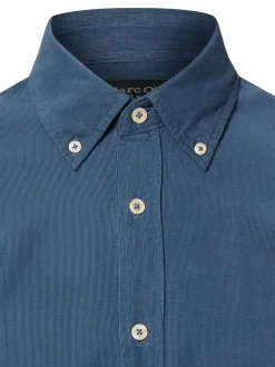 Marc O'Polo Herren Cordhemd in blau - Ärmel: langarm