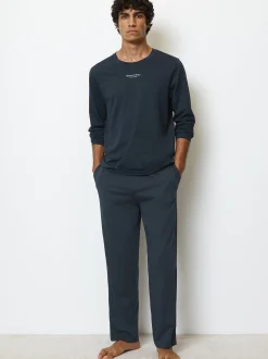 Marc O'Polo Herren Langarmshirt - Mix & Match Cotton in blau
