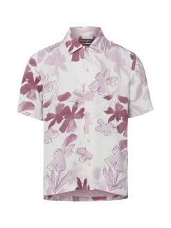 Marc O'Polo Herren Leinenhemd in aubergine ecru