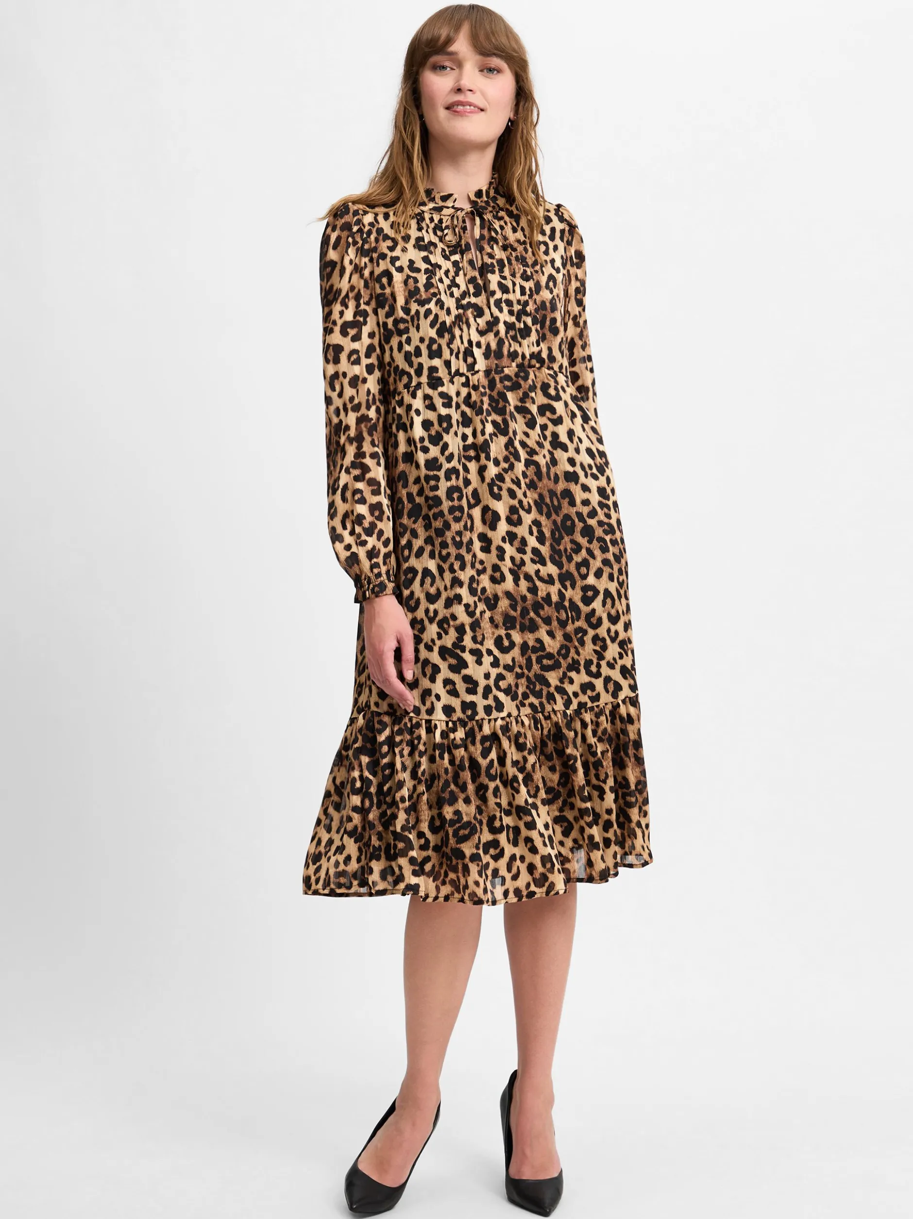 Marie Lund Collection Damen Kleid in camel schwarz