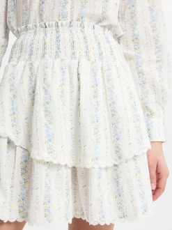 Marie Lund Collection Damen Mini-Volantrock in ecru blau