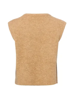 Marie Lund Collection Damen Strickweste mit Wolle in camel