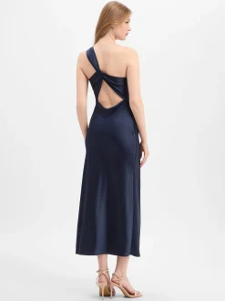 Marie Lund Damen Abendkleid in marine - Länge: midi