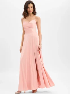 Marie Lund Damen Abendkleid in beige - Ärmel: ohne Arm