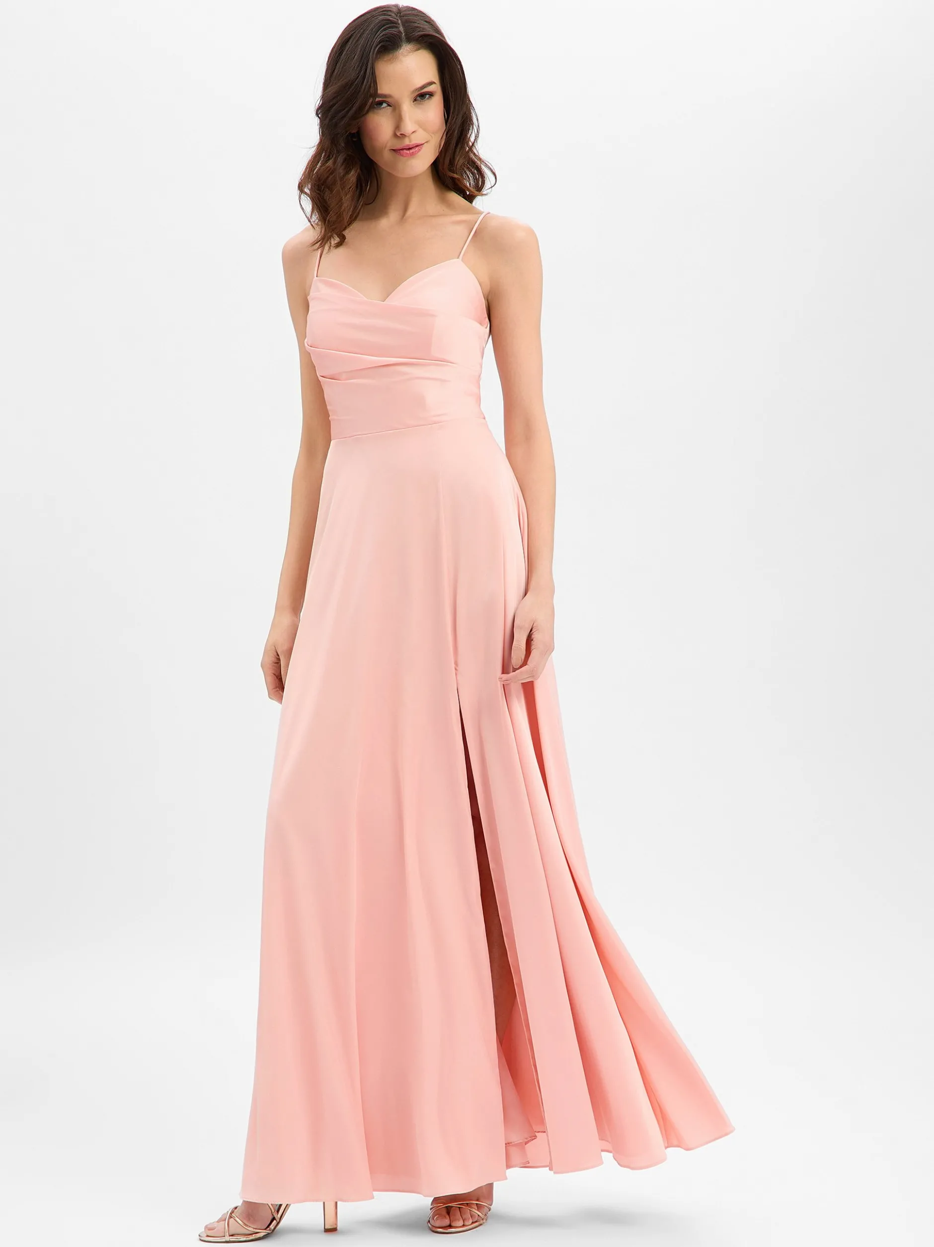 Marie Lund Damen Abendkleid in beige - Ärmel: ohne Arm
