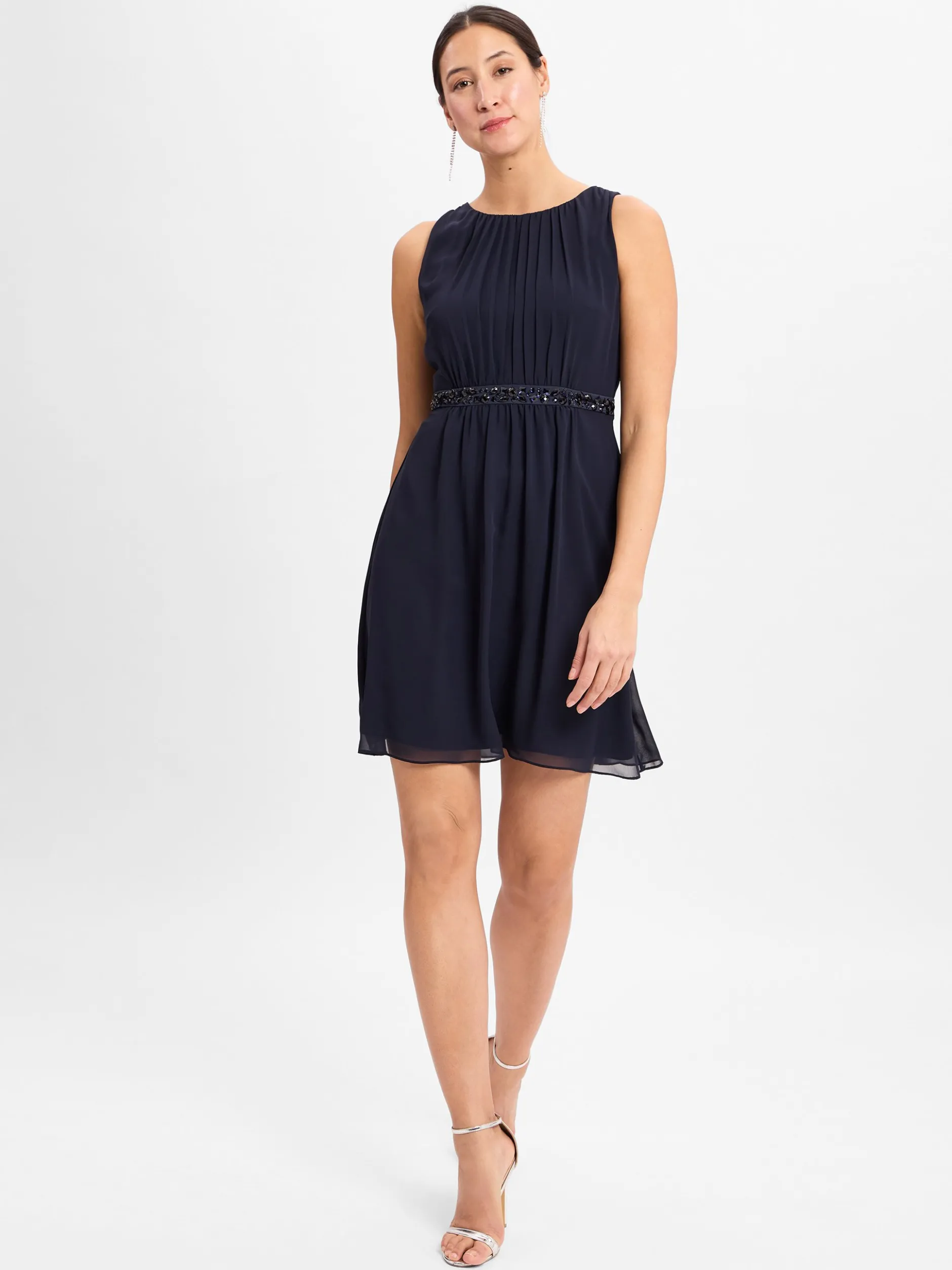 Marie Lund Damen Abendkleid in marine - Länge: knielang