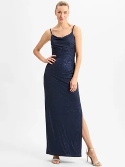 Marie Lund Damen Abendkleid in marine - Ärmel: ohne Arm