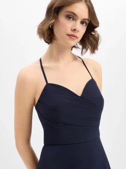 Marie Lund Damen Abendkleid in marine - Ärmel: ohne Arm