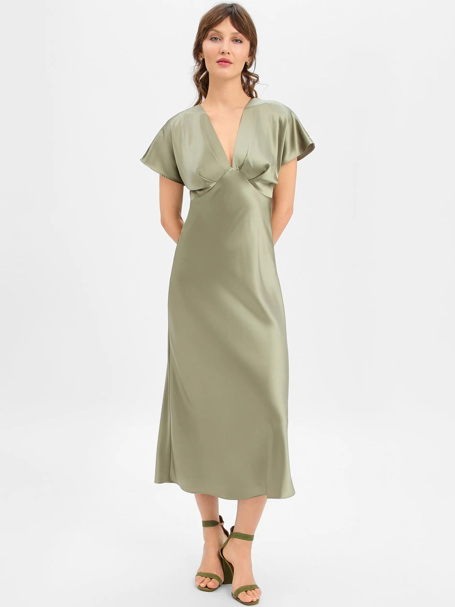 Marie Lund Damen Abendkleid in schilf - Länge: verkürzt