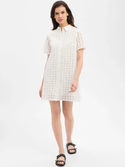 Marie Lund Damen Blusenkleid in ecru - Ärmel: kurzarm