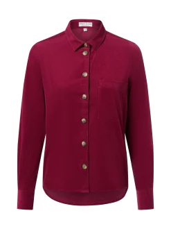 Marie Lund Damen Cordbluse in himbeer - Ausschnitt: Kent