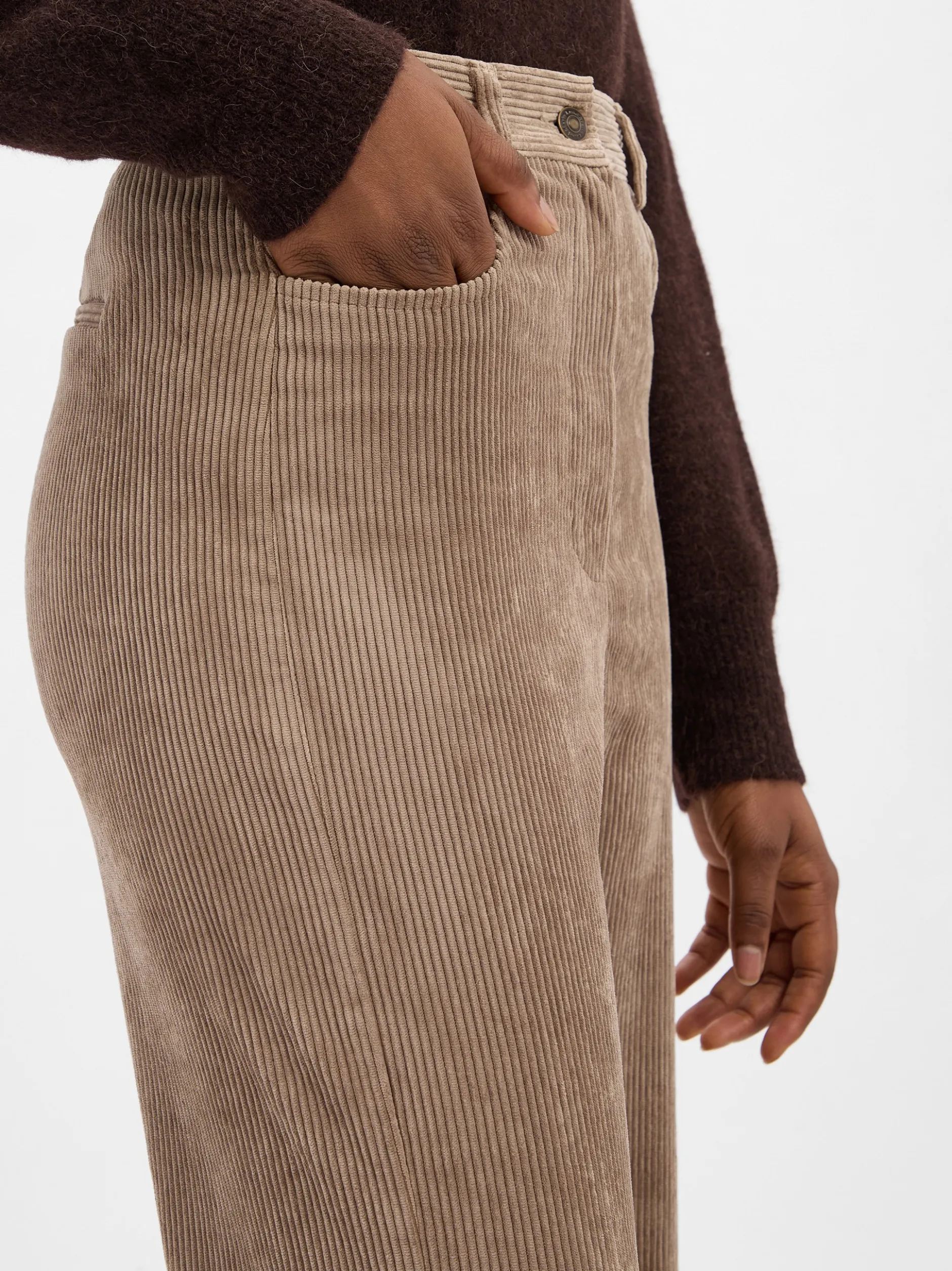 Marie Lund Damen Cordhose in kitt - Länge: lang