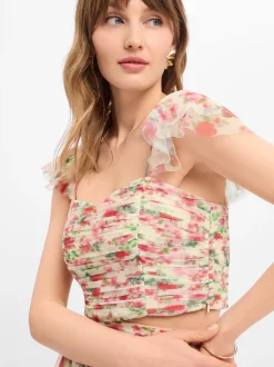 Marie Lund Damen Crop Top in vanille altrosa
