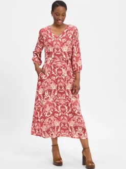 Marie Lund Damen Freizeitkleid in himbeer ecru