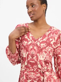 Marie Lund Damen Freizeitkleid in himbeer ecru