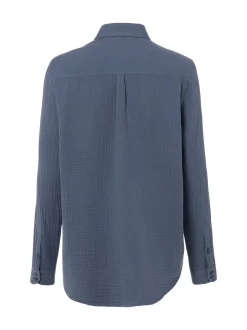 Marie Lund Damen Hemdbluse in blau - Ärmel: langarm