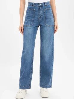 Marie Lund Damen Jeans in medium stone - Länge: lang