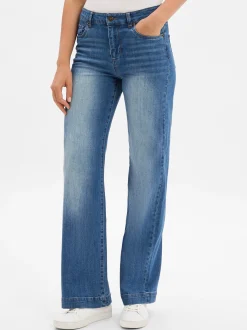 Marie Lund Damen Jeans in medium stone - Länge: lang